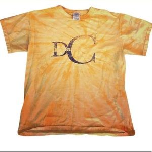 y2k 90s vintage yellow D.c. tie dye t shirt